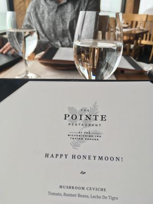 Specialized menu at The Pointe Restaurant in Tofino