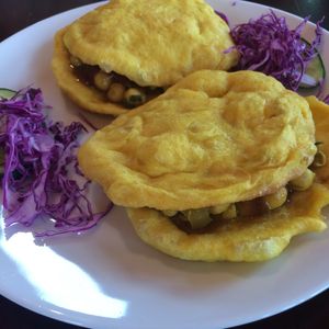 chickpea doubles: vegan at Calypso Roti Shop in Tofino