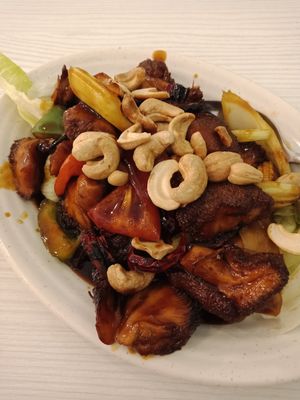 Monkey head mushrooms, kung po style. Tasty and a good portion size. at My Real Cafe in Petaling Jaya