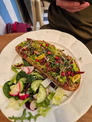 Sourdough bread with avocado, sundried tomatos etc. I think it was nr 3 on the bread menu at Veget in Prague