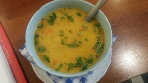 Cauliflower soup with red lentils at Veget in Prague