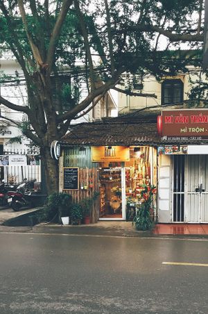 outside at Le Chalet Cafe in Hanoi