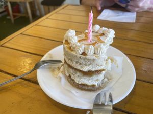 Dulce de leche cake for the birthday girl!!  at Kalendula in Santiago
