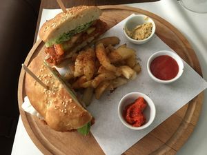 Vegan mac burger  at Mayka in Belgrade