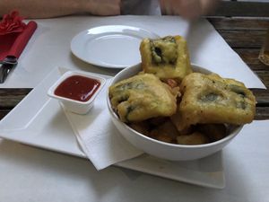 zuchini fish & chips (cool idea) at Mayka in Belgrade