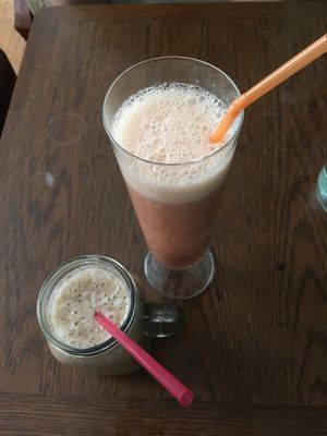 Chocolate smoothie and fresh fruit juice  at Mayka in Belgrade