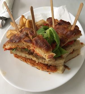 Vegan club sandwich  at Mayka in Belgrade