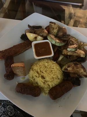 The platter - tempeh, tofu and seitan at Mayka in Belgrade