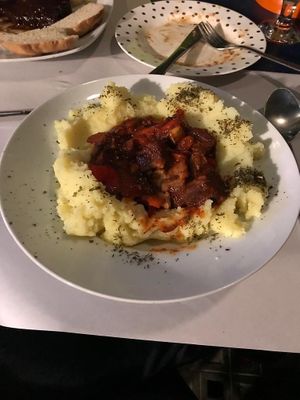 Vegan goulash with seitan at Mayka in Belgrade