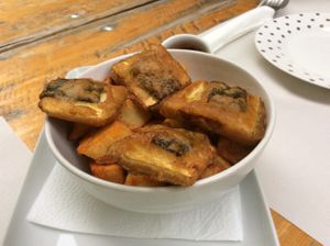 A vegan fish and chip starter at Mayka in Belgrade