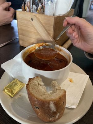 Vegan soup of the day / Tomato and bell pepper   at Cafe Sia in Isle Of Skye