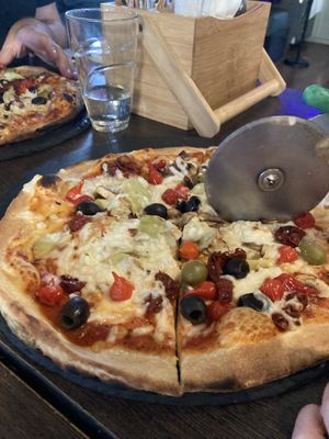Vegan pizza with stuff (14”)  at Cafe Sia in Isle Of Skye