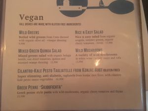 Vegan Menu at Nice n Easy in Mykonos