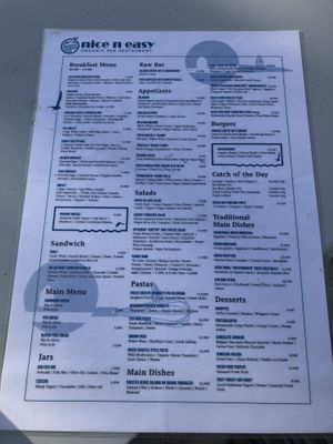 Menu at Nice n Easy in Mykonos
