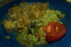 Organic Mashed Curry Japanse Sweet Potatoes  Cashew Milk Yellow Koku Rice Tomatoes at Organic Garden  in Atlanta