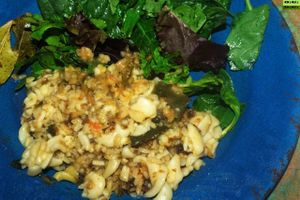 Organic Tumeric Curry Pasta Yellow Koku Rice Field Mix Spinach at Organic Garden  in Atlanta