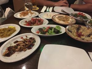 Vegetarian mezze (cold starters) at Maqam Al Sultan in Larnaca