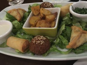 Vegetarian mezze (hot staters) at Maqam Al Sultan in Larnaca