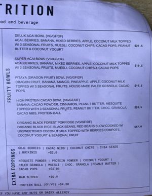  Menu options at 6 Nutrition in Frankston