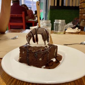 Brownie with icecream  at Bioloco in Gran Canaria