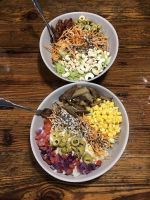 Up: protein bowl Down: vegan power bowl at Bioloco in Gran Canaria