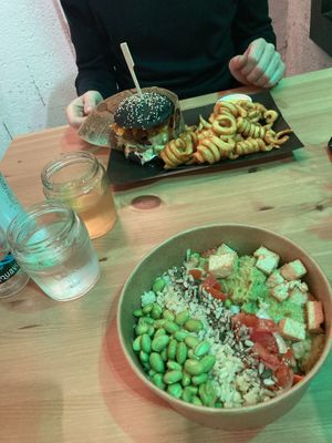 Salad and burger of the day  at Bioloco in Gran Canaria