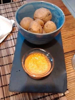 Papas con mojo / traditional vegan starter from the Canary Islands at Bioloco in Gran Canaria