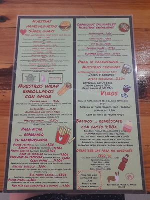 Menu at Bioloco in Gran Canaria