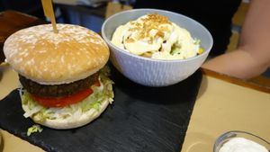 CBB Burger & Cesar salad (small) at Bioloco in Gran Canaria