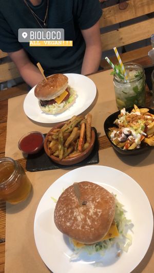 Chicken burger and Texas burger at Bioloco in Gran Canaria