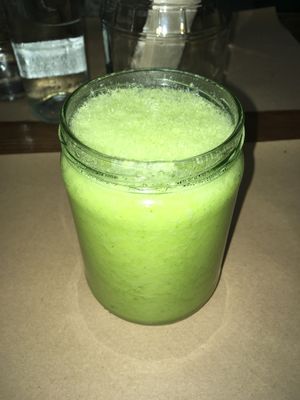 Quema Grasa- smoothie with cucumber, pineapple,lemon, orange and water at Bioloco in Gran Canaria