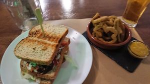 Club Sandwich & Fried Green Pepper at Bioloco in Gran Canaria