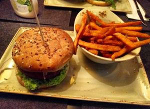 Burger and fries at Hans im Glück in Koblenz