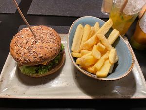 Wompatinger burger with fries #Veganuary at Hans im Glück in Koblenz