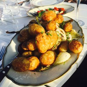 grilled potatoes & unions at Hornuddens Tradgard in Straengnaes
