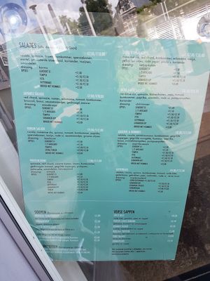menu at VERS Saladebar in Hilversum