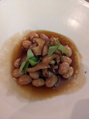 Beans with shrooms jus - simply delish at Yellow in Sydney