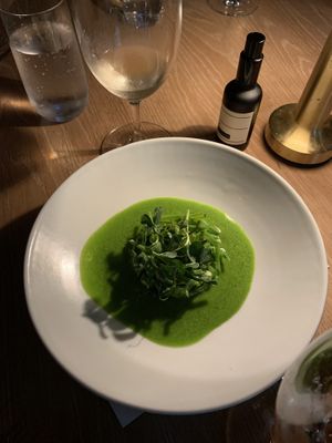 Pea course. Even the pea-hater at our table loved it   at Yellow in Sydney