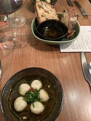 Hemp Seed Gnudi + Tomato Dash + Eggplant at Yellow in Sydney