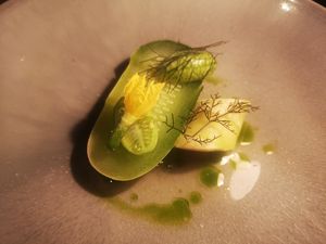 Baby Quirk Cucumber + Cucamelon + Ajo Blanco at Yellow in Sydney