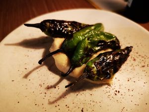 Chargrilled Shishito + White Pea Puree at Yellow in Sydney