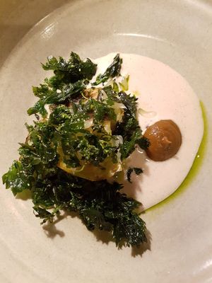 Celeriac, nettle, hazelnut milk at Yellow in Sydney