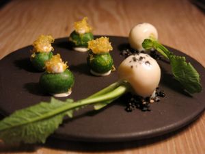 Mexican Cucumber and Baby Turnip in Buttermilk and Toasted Black Sesame Seeds  at Yellow in Sydney