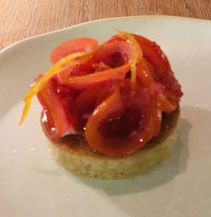 Caramelised Pear + Oat Mousse + Nut Crumble at Yellow in Sydney