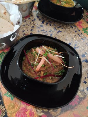 baked eggplant with green peas at Aroma Indian Restaurant in Olomouc