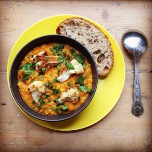 Roasted cauliflower and red lentil curry - gluten free and vegan at Sprout Health Foods in Newquay