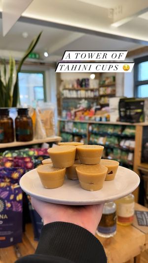 Raw caramel tahini cups - no refined sugar of course! at Sprout Health Foods in Newquay