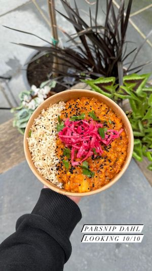 Roasted parsnip dal at Sprout Health Foods in Newquay