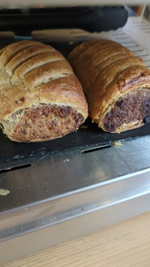 Epic vegan sausage rolls made by St Agnes Bakery available at Sprout at Sprout Health Foods in Newquay