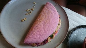 Tapioca meal with hummus and vegetables at Wild Girls Deli in Geneva